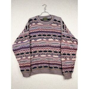 Tosani Mens 3D Knit Sweater Multi Color Textured Coogi Style Crewneck Canada